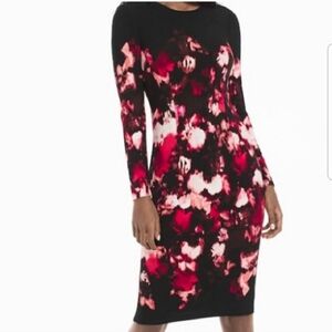 White House Black Market Long Sleeve Floral Sheath Dress Sz 2